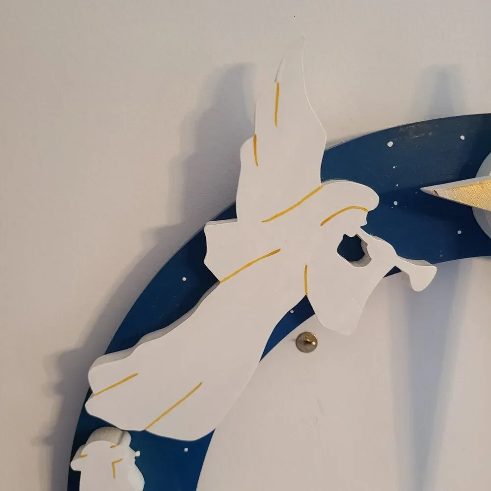 Vintage 3-D Wood Holiday Nativity Wreath Handmade Christmas Scroll Saw Pattern